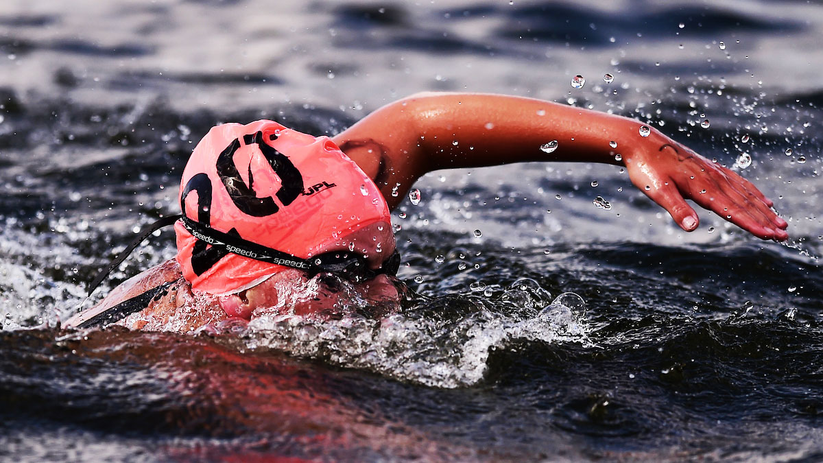 Harriet Rothwell swimming open water in 2014