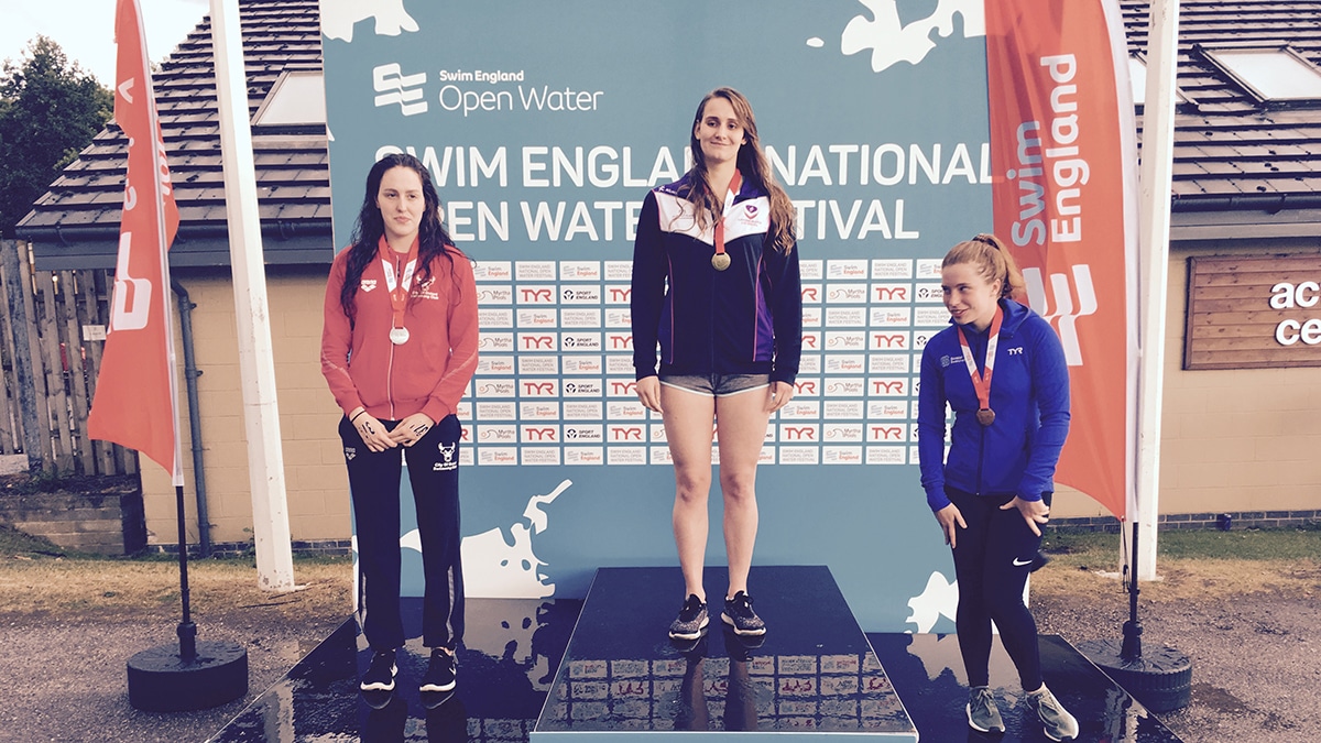 National Open Water Festival Girls 19 Years and over 5K race medallists