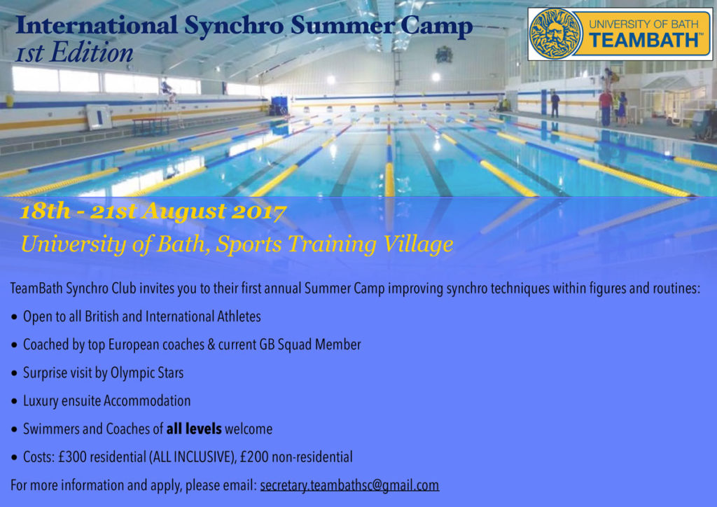 Synchro Summer Camps Announced In Bath and York Swim England