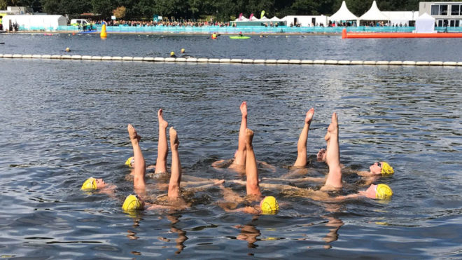 Kingston and Out To Swim support Swim Serpentine with synchro displays Kingston and Out To Swim support Swim Serpentine with synchro displays