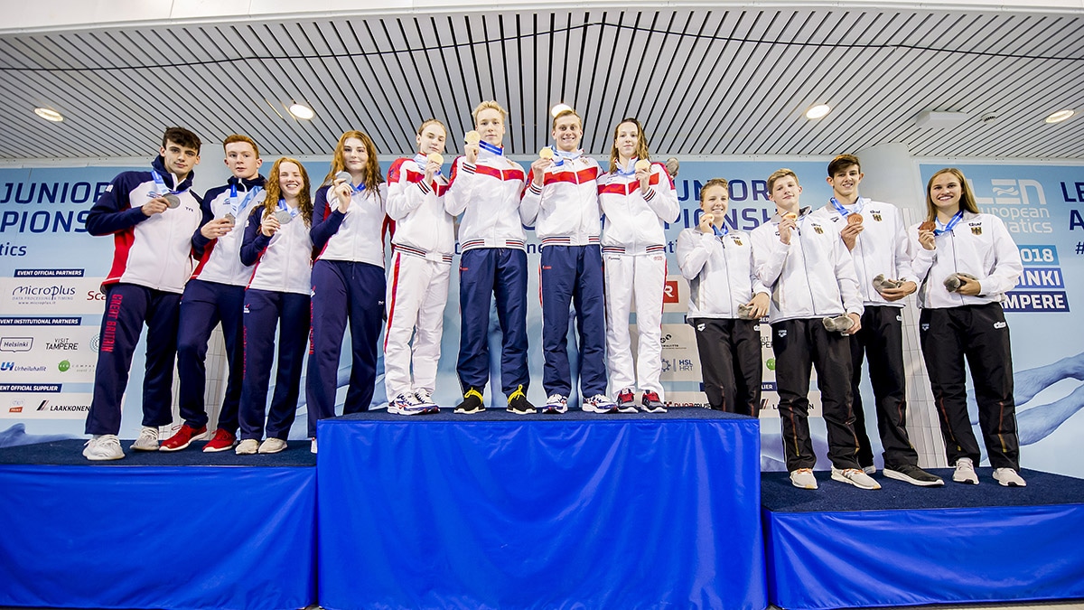 Great Britain's Mixed Medley Relay team won silver at the European Junior Swimming Championships 2018