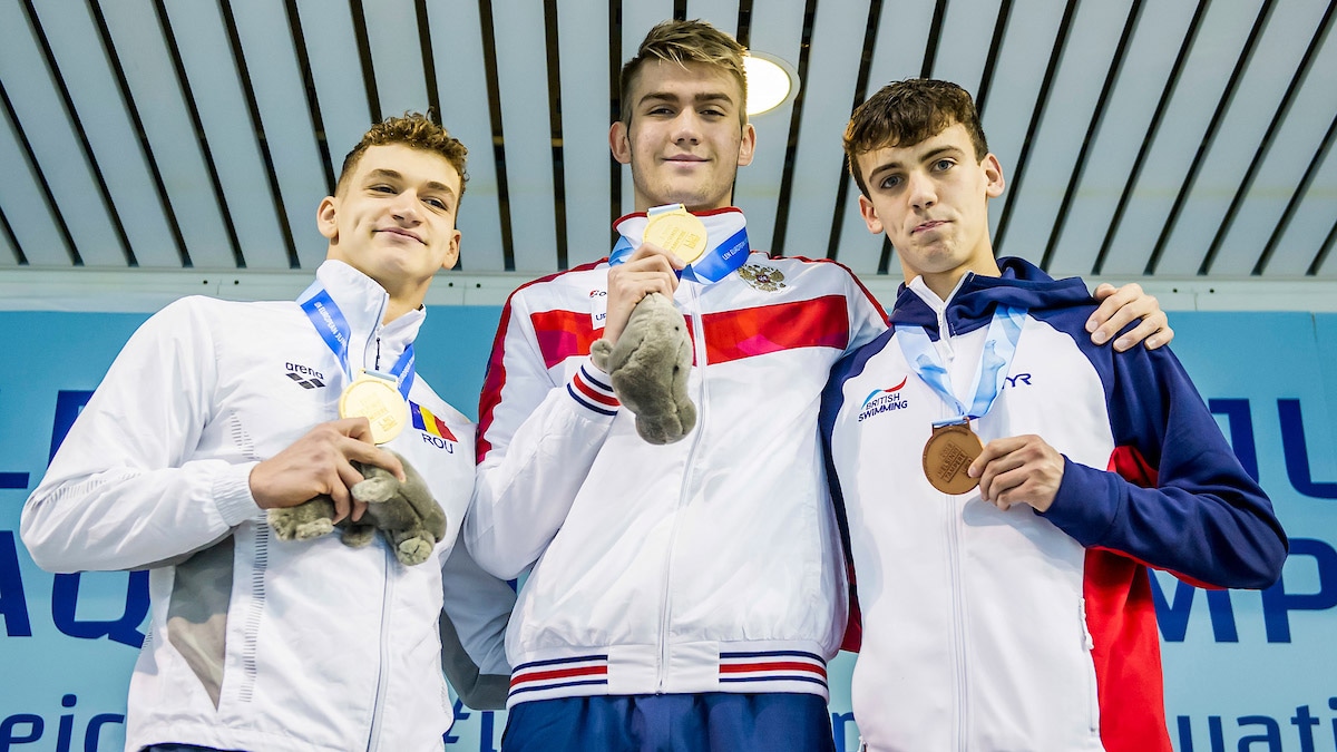 Nick Pyle won a bronze medal in the men's 100m Backstroke at the European Junior Swimming Championships 2018