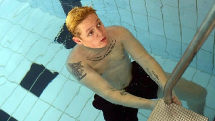 Thomas Turgoose feels the fitness benefits of synchronised swimming Thomas Turgoose feels the fitness benefits of synchronised swimming