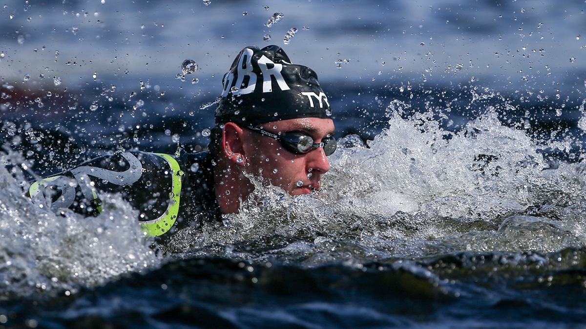 Jack Burnell competes in the Open Water race at the 2018 European Championships