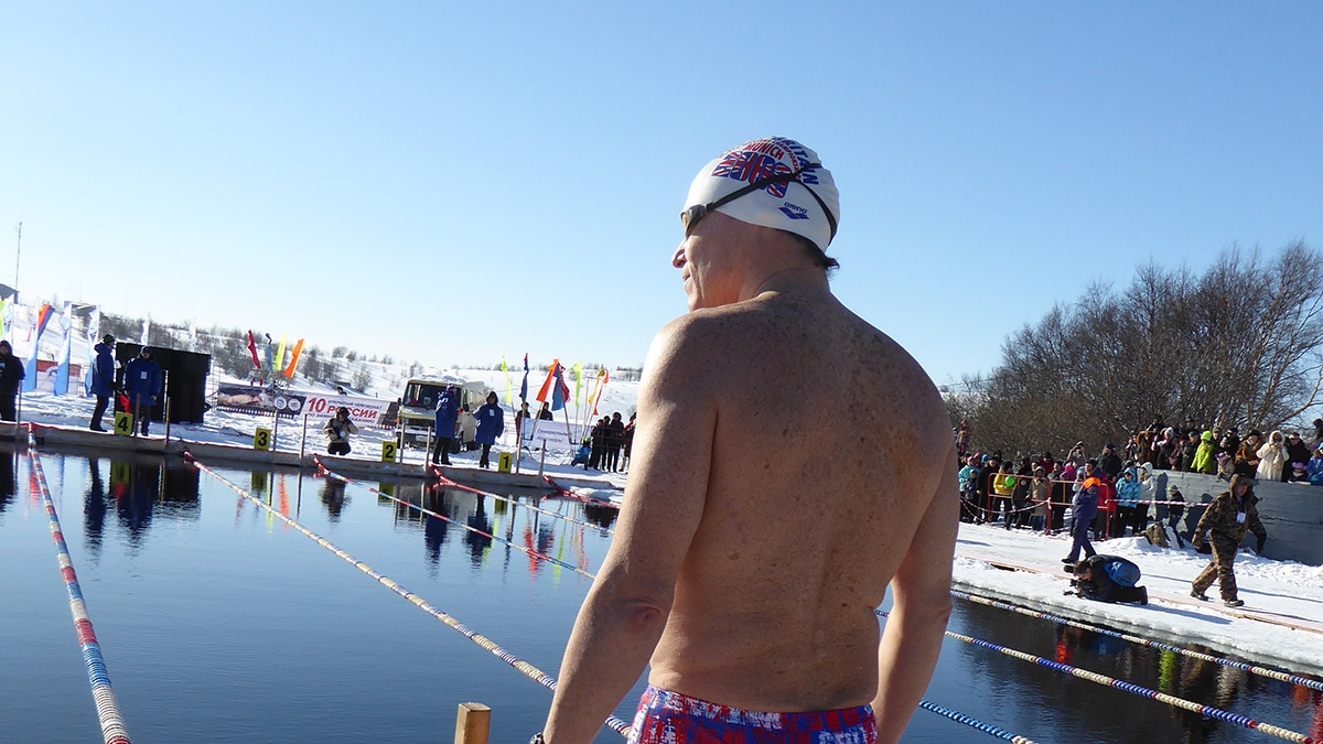 Rory Fitzgerald ready for the off at an ice swim