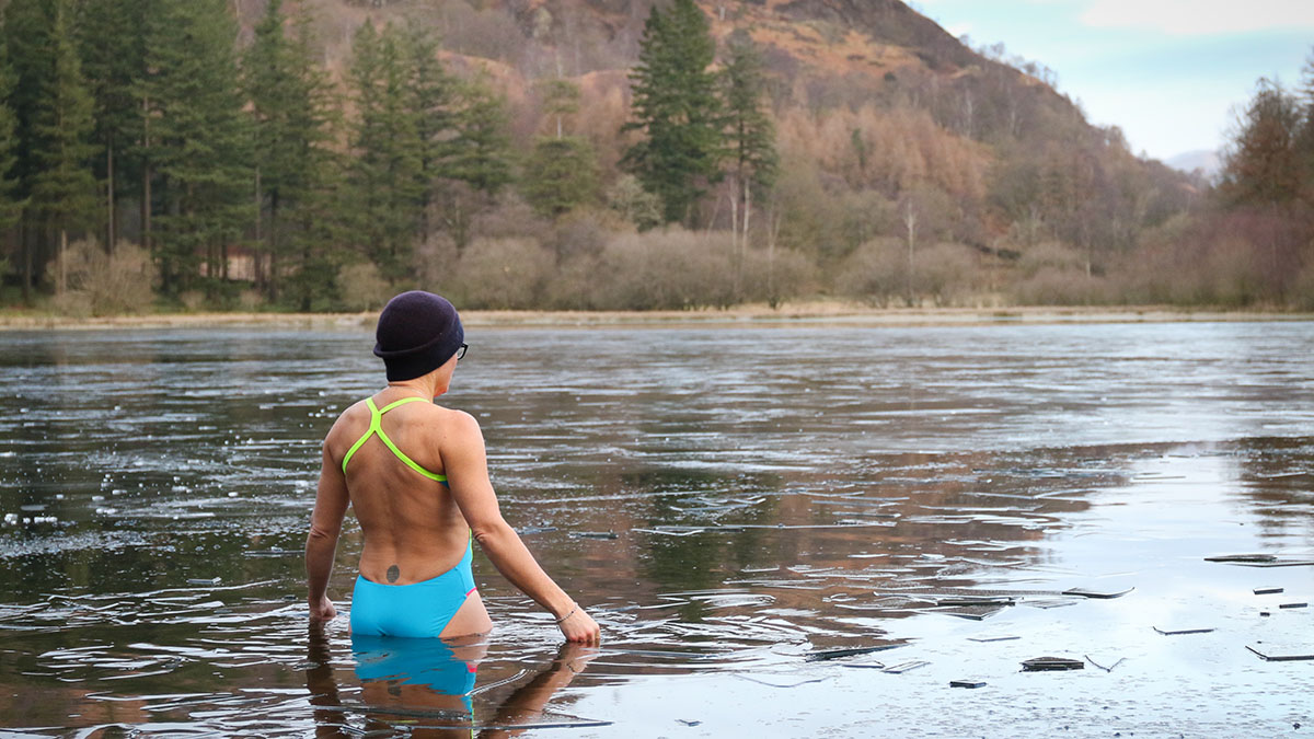 Gilly McArthur during her ice swim charity challenge