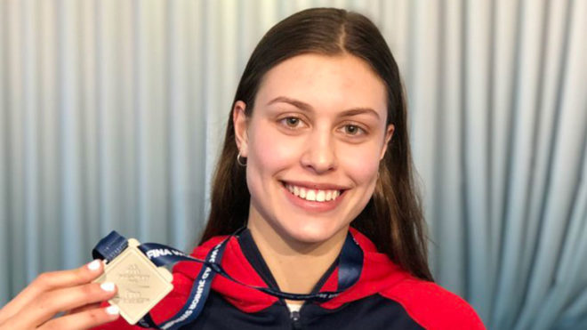 Record breaking Kayla van der Merwe wins silver at World Junior Swimming Championships