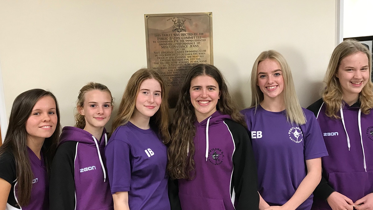 Some of the Nottingham Portland Swimming Club members that will be trying to break Constance Jeans' record set 100 years ago