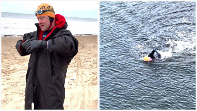Energised Clive Newton urges hesitant open water swimmers to 'give it a go'