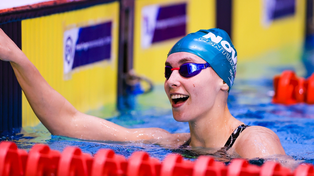 Freya Colbert after winning the Women's 400m Individual Medley at the 2022 British Swimming Championships